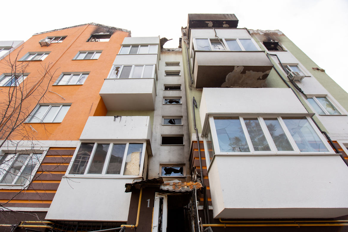 Irpin, Ukraine During Russian Invasion Irpin apartment complex occupied by the Russians