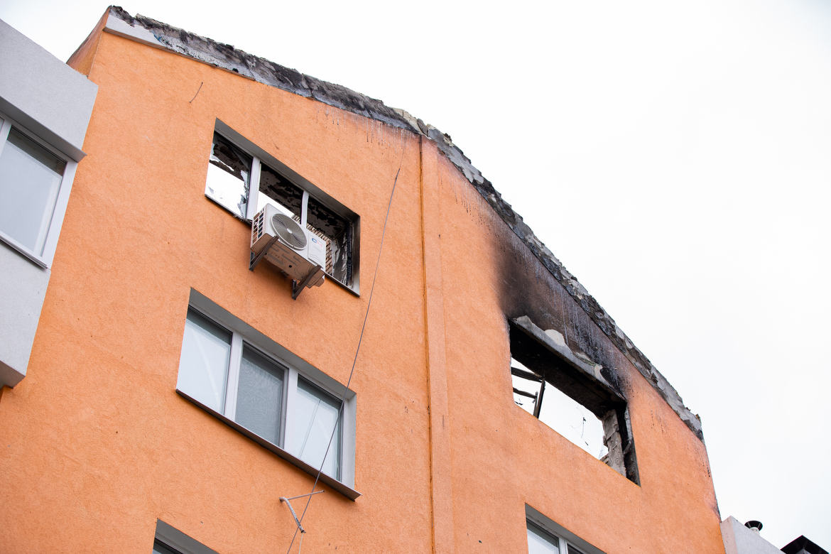 Irpin, Ukraine During the Russian Invasion The apartments on the top floor were completely destroyed by fire