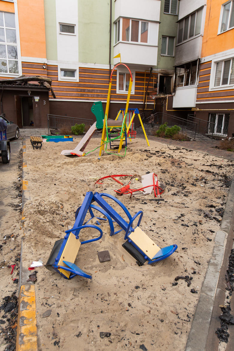 Irpin, Ukraine During the Russian Invasion The Russians ran over the kid's playground with a tank