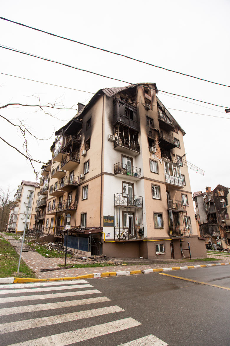 Irpin, Ukraine During the Russian Invasion The Russians set fire to as many buildings they could. This was just one city of all the cities and towns they took over and destroyed