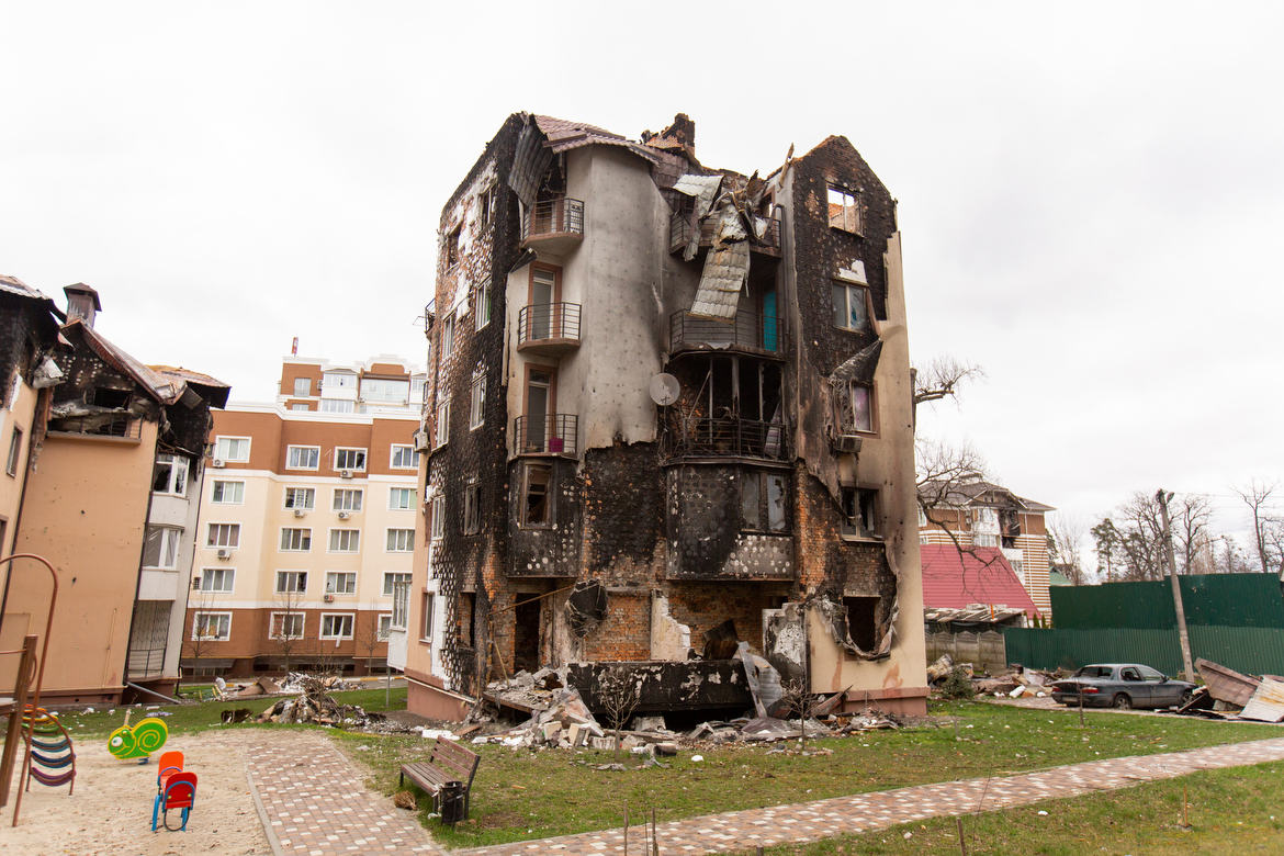 Irpin, Ukraine During the Russian Invasion I don't know if this building can be saved. How many Ukrainian families have been made homeless?