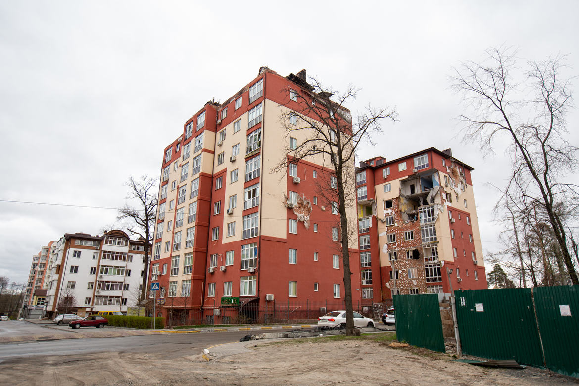 Irpin, Ukraine During the Russian Invasion Some buildings may look fine but on closer inspection we can see outside and inside damage