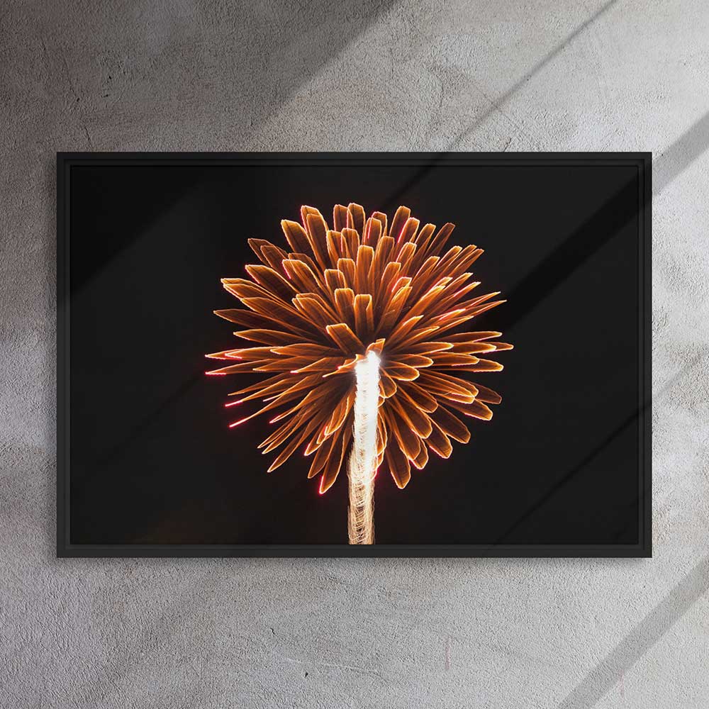 Fire Dandelion Framed Canvas